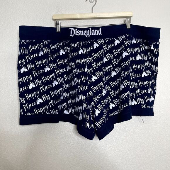 Disney Shorts Plus 3X Disneyland Blue Novelty My Happy Place Terry Cloth Pockets - Picture 1 of 11